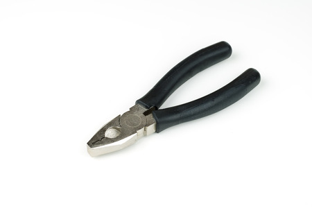 isolated stainless steel metal pliers , repair equipment on white background.