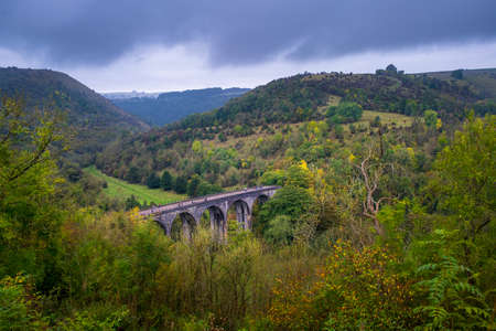 Monsal head viaduct Derbyshire UK early autumnの写真素材