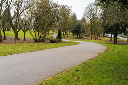 Buile Hill park Salford Manchester, footpath round the parkland in winter.
