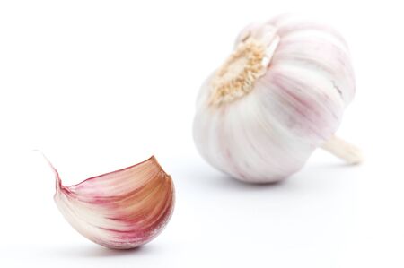 Garlic on a white backgroundの写真素材