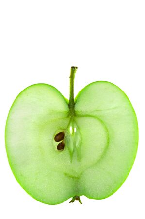 Fresh juicy slice of Granny apple, isolated on whiteの写真素材