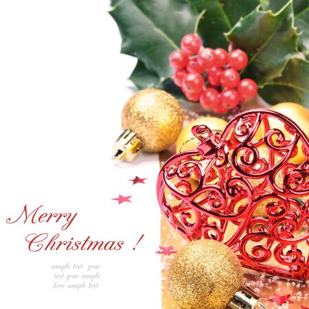 Heart shaped Christmas decoration over whiteの写真素材