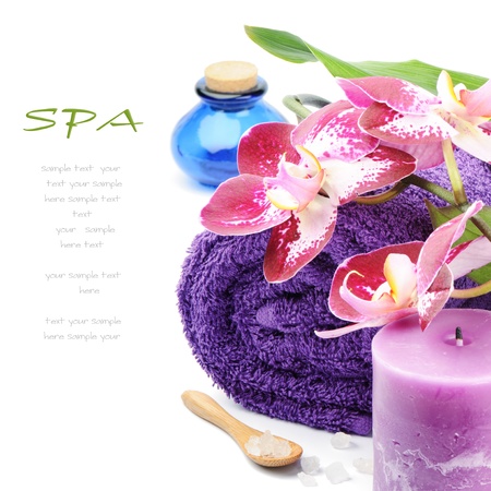 Spa setting in purple tone over white Spa setting in purple tone over white