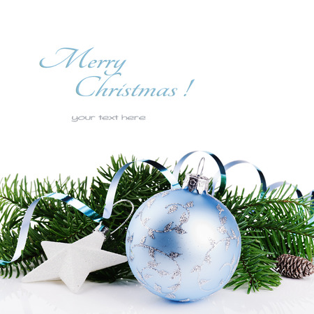 Christmas ornaments isolated over whiteの写真素材