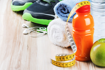 Fitness equipment and healthy nutritionの写真素材