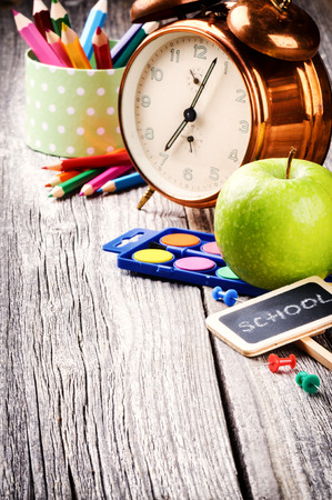 Colorful school supplies. Back to school conceptの写真素材
