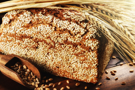 Closeup on traditional sesame bread loafの写真素材