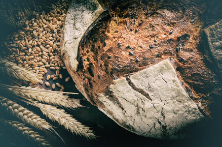 Fresh traditional bread, cereal  and wheatの写真素材