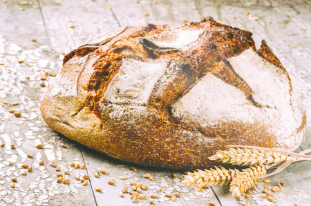 Freshly baked bread loaf. Closeup