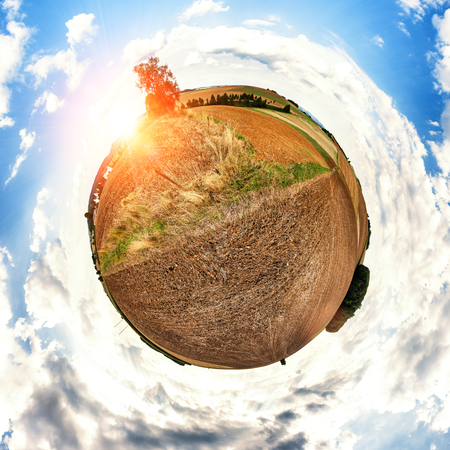 Concept design with little agriculture planet. Nature and agriculture backgroundの写真素材