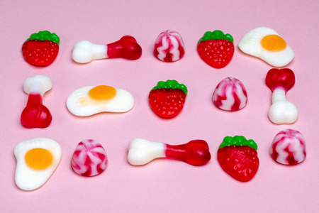 Jelly Sweets on Pink Backgroundの写真素材