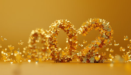 Happy New Year 2020. Golden numbers on a yellow background. 3D illustrationの素材