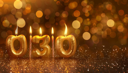 3d illustration of 60th birthday candles on bokeh backgroundの素材