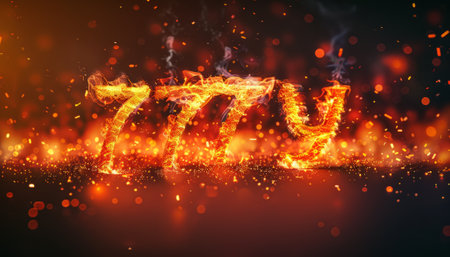 Number seven on fire background. 3D illustration, 3D renderingの素材