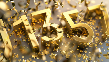 Happy New Year 2015 with gold confetti. 3D illustration.の素材