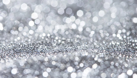 Silver glitter christmas abstract background with bokeh defocused lightsの素材