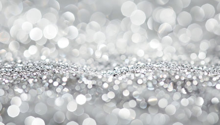 Silver glitter christmas abstract background with bokeh defocused lightsの素材