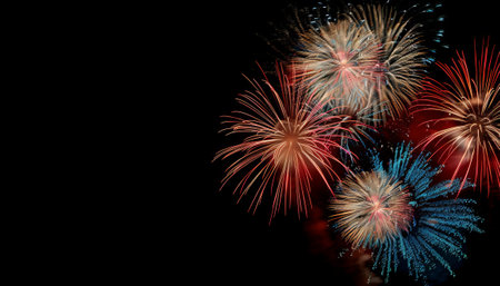 Colorful fireworks display for celebration happy new year and merry christmasの素材