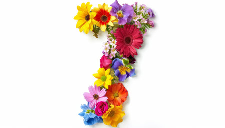 colorful bouquet of flowers isolated on white background with clipping pathの素材