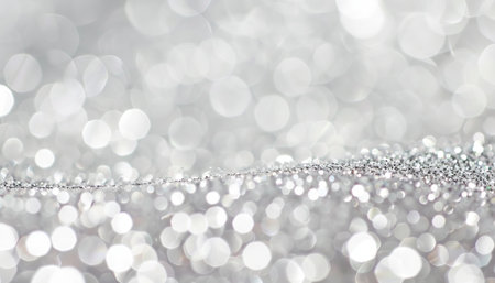 Silver glitter christmas abstract background with bokeh defocused lightsの素材