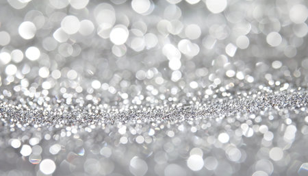 Silver glitter christmas abstract background with bokeh defocused lightsの素材