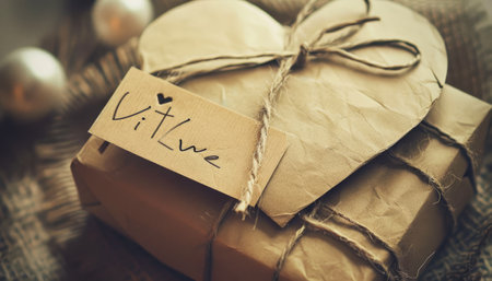 Valentine's day gift box in rustic style. Vintage tonedの素材