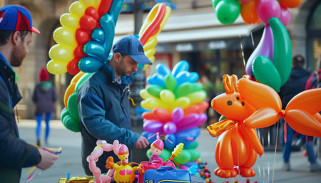 Unidentified people with balloons at the annual gay parade in munichの素材