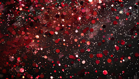 Abstract background with bokeh defocused lights and red hearts.の素材