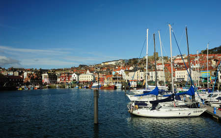 The marina in the popular English holiday resort of Scarborough, North Yorkshireの写真素材