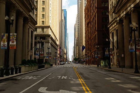 A downtown street scene in the Windy City of Chicago, Illinois