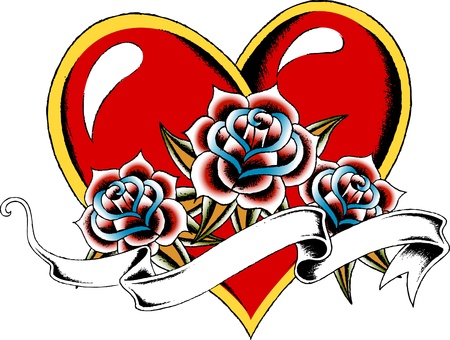 Heart And Rose Ribbon Banner Royalty Free Vector Graphics