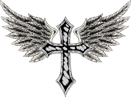 heraldic wing and crossのイラスト素材