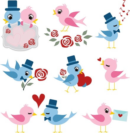 birds couple design for valentines day のイラスト素材