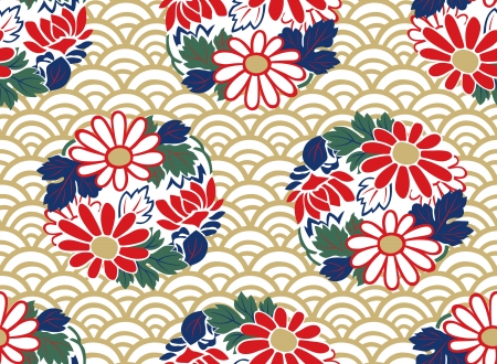 seamless japanese floral patternのイラスト素材