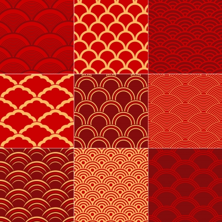 seamless chinese ocean wave background のイラスト素材