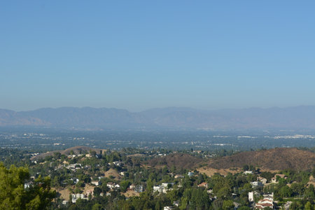 View of Los Angeles from the Griffith Observatory, Los Angeles, Californiaの写真素材