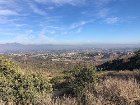 View of the city from the Top of the World Laguna Beach CAの写真素材