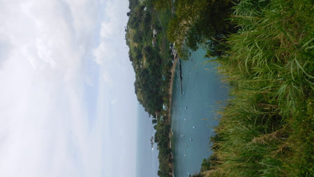 Beautiful view of the sea from a bird's eye view.の写真素材