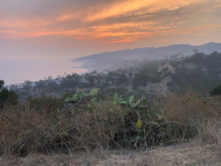 Sunset in the mountains Pacific Palisades, CAの写真素材