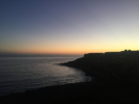 Sunset over the sea in Rancho Palos Verdes, CAの写真素材