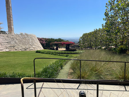 View of the garden from the terrace of the villa.の写真素材
