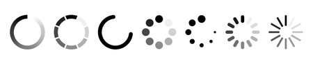 Isolated loading icon set on black background. Vector illustration. Collectionのイラスト素材