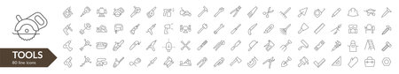 Tools line icon set. Isolated signs on white background. Vector illustrationのイラスト素材
