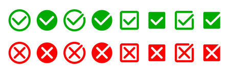 Check mark icon set. Modern symbols on white background. Vector illustration. Collectionのイラスト素材