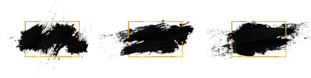 Vector black paint in golden frame on white background. Collectionのイラスト素材