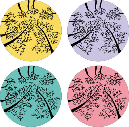 Tree trunks and branches without leaves in a circleのイラスト素材
