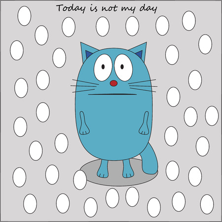Sad cat in the snow vector - flat iconのイラスト素材
