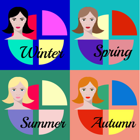 Color type of appearance vector - winter, spring, summer, autumnのイラスト素材