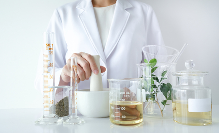 the scientist,doctor, make alternative herb medicine with herbal the organic natural in the laboratory. natural organic skincare and cosmetic.の写真素材
