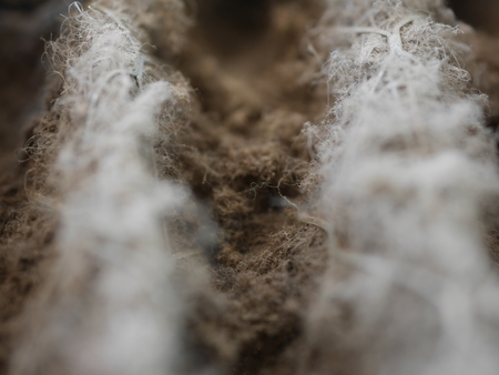 home air filter close up macro zoom show the dirt and particle cause bacteria inflection and sickness.の写真素材